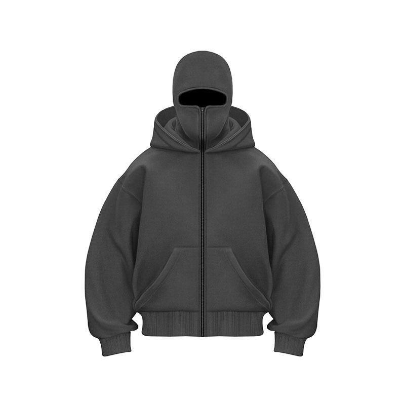 Unisex USDT Outdoor Kapuzenstrickjacke - Einfarbig, Doppelte Kapuze, Lockerer Schnitt für Frühling/Herbst