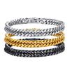 Stylish Double Curb Chain Bracelets for Men Boys,8/10/12/15mm Stainless Steel Miami Link Wristband,Punk Zircon Gifts