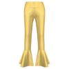 Bronzing Cloth High Waist Flare Trousers Kids Girls Dance Wear Stage Costume Ruffle Hem Bell Bottom Long Pants