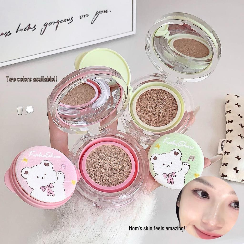 Kakashow Little Bear Cushion Foundation: Creamy, Waterproof, Long-Lasting BB Cream with Refill for Flawless Skin.