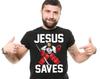 Funny Jesus Saves Hockey Goalie T-Shirt - Hockey Dad Gift