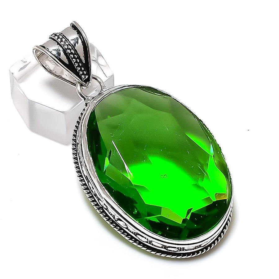 Peridot Gemstone Handmade 925 Sterling Silver Gift Jewelry Pendant 2.25" u7L71
