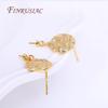 18K Real Gold Plated Zircon Inlaid Round Post Earring Findings Accessory With Pearl Pendant Mounting,DIY Earring Jewelry Making