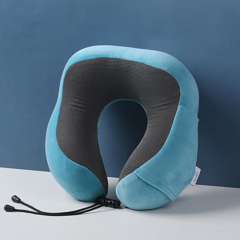 Memory cotton u-shaped pillow slow rebound nap neck pillow, can store travel aircraft neck pillow