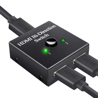 60-Hz-HDMI-Umschalter, 2 Eingänge, 1 Ausgang, 1 Eingang, 2 Ausgänge, unterstützt 4K 3D HD 1080P, kompatibel mit Firestick, Xbox PS4, Roku HDTV