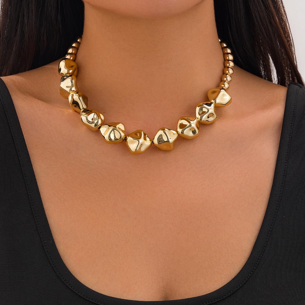 Salircon Minimalism Geometric CCB Beads Chain Choker Necklace Bracelets for Women Men 2026 Trend Punk Party Jewelry Set