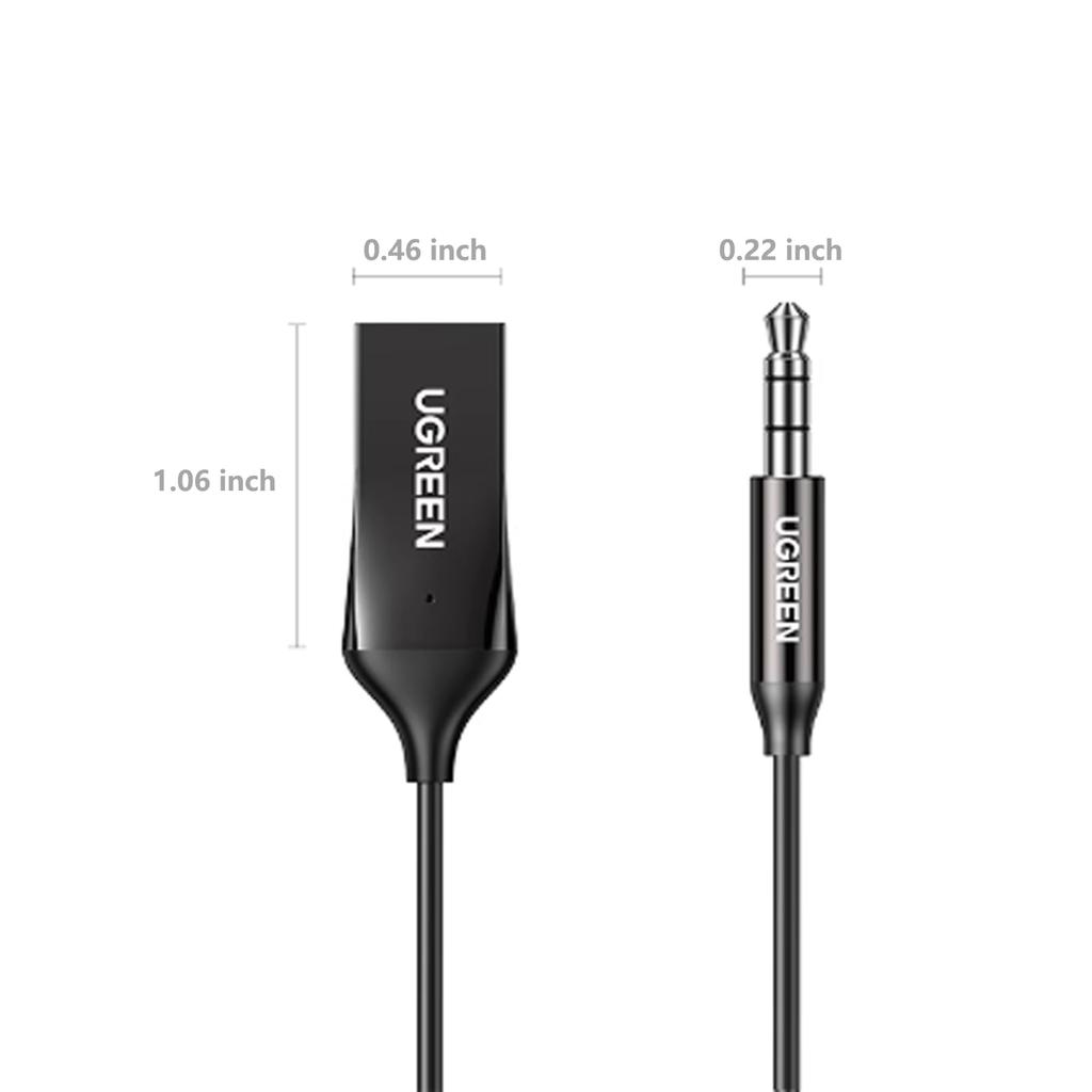 UGREEN Bluetooth Car Bluetooth Car USB Simultaneous Connection with Two Communication Range SBC Latency No Charging Required Certification Silver 5.3