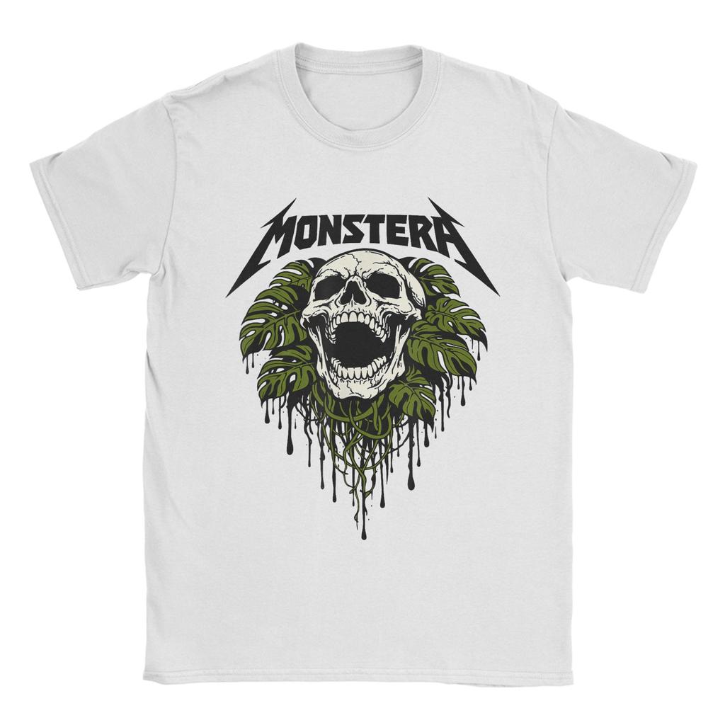 Harajuku T-Shirt Beach Monstera Skull Plant Lover Skeleton Grunge Hip Hop T-Shirts Pure Cotton Tee Shirt Short Sleeve Clothing