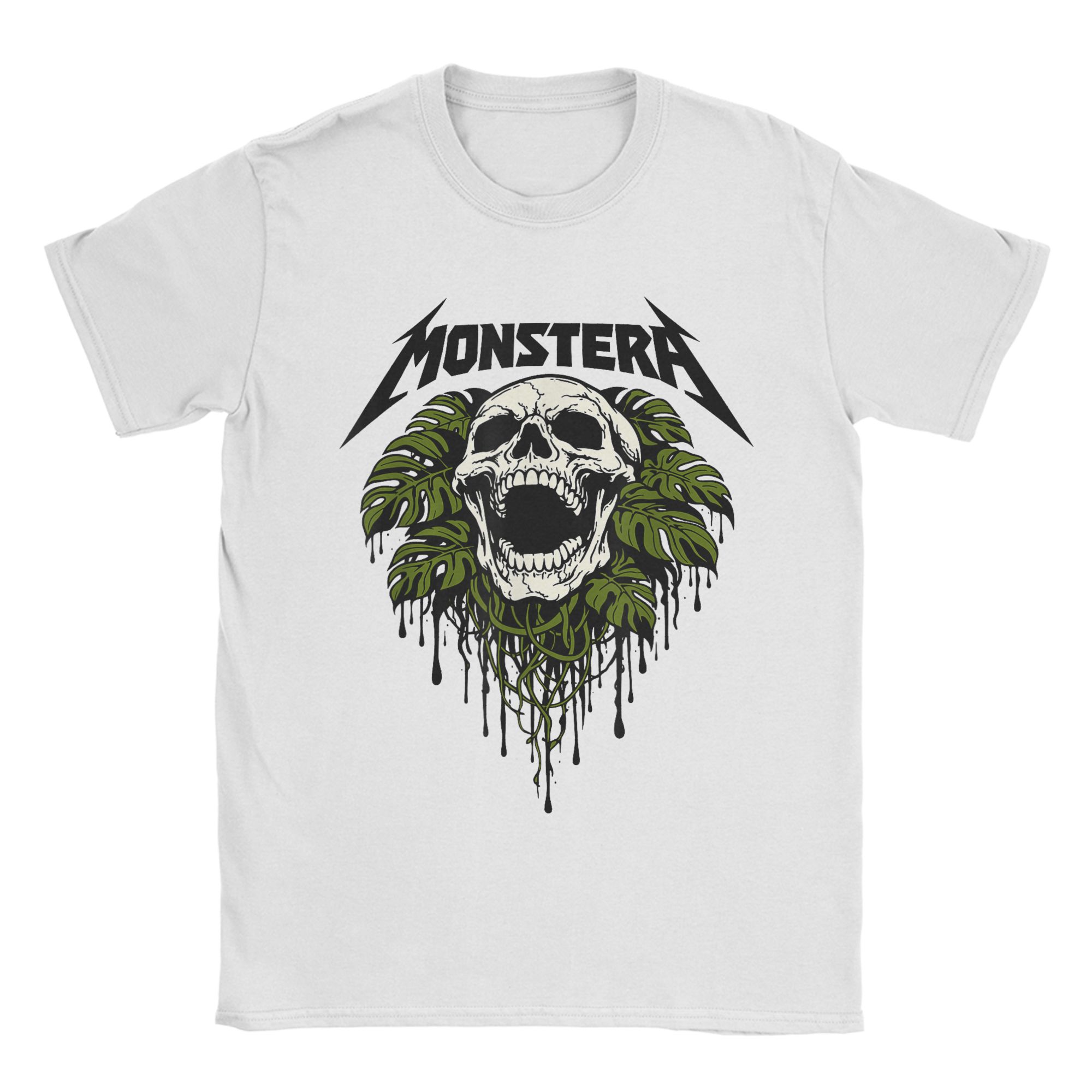 Unisex TShirts Funny Skull Monstera Plant Lover Gardener Grunge Humorous Cotton Tees Short Sleeve T Shirt Crewneck Tops XL S