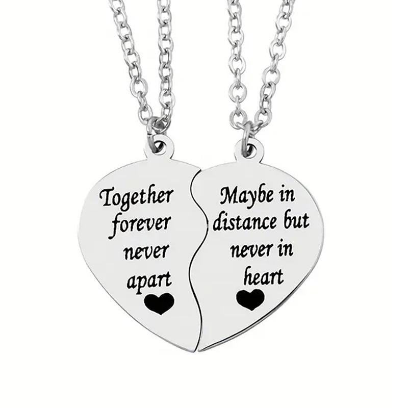 2 Stück/Set Wir sind beste Freunde, weil alle anderen doof sind Herzanhänger Halskette Edelstahl Freundschaftsschmuck Geschenke