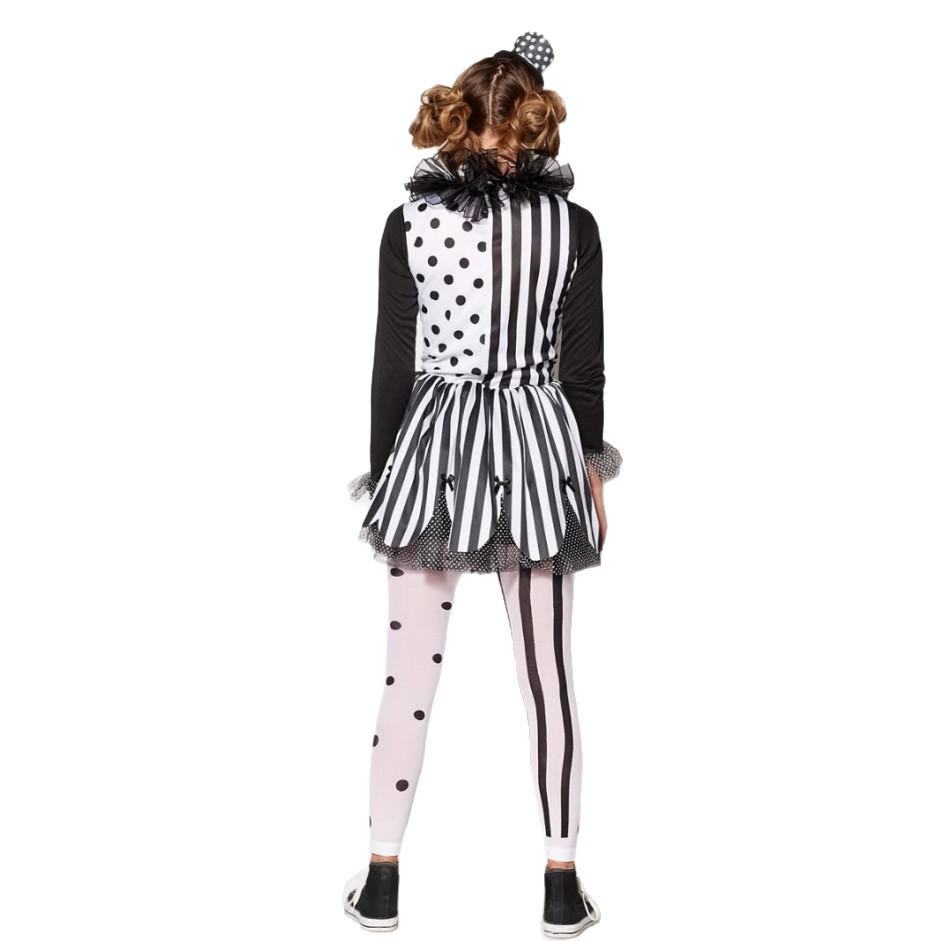 Halloween Black & White Clown Princess Dress: Ringmaster Cosplay Costume for Stage Performance