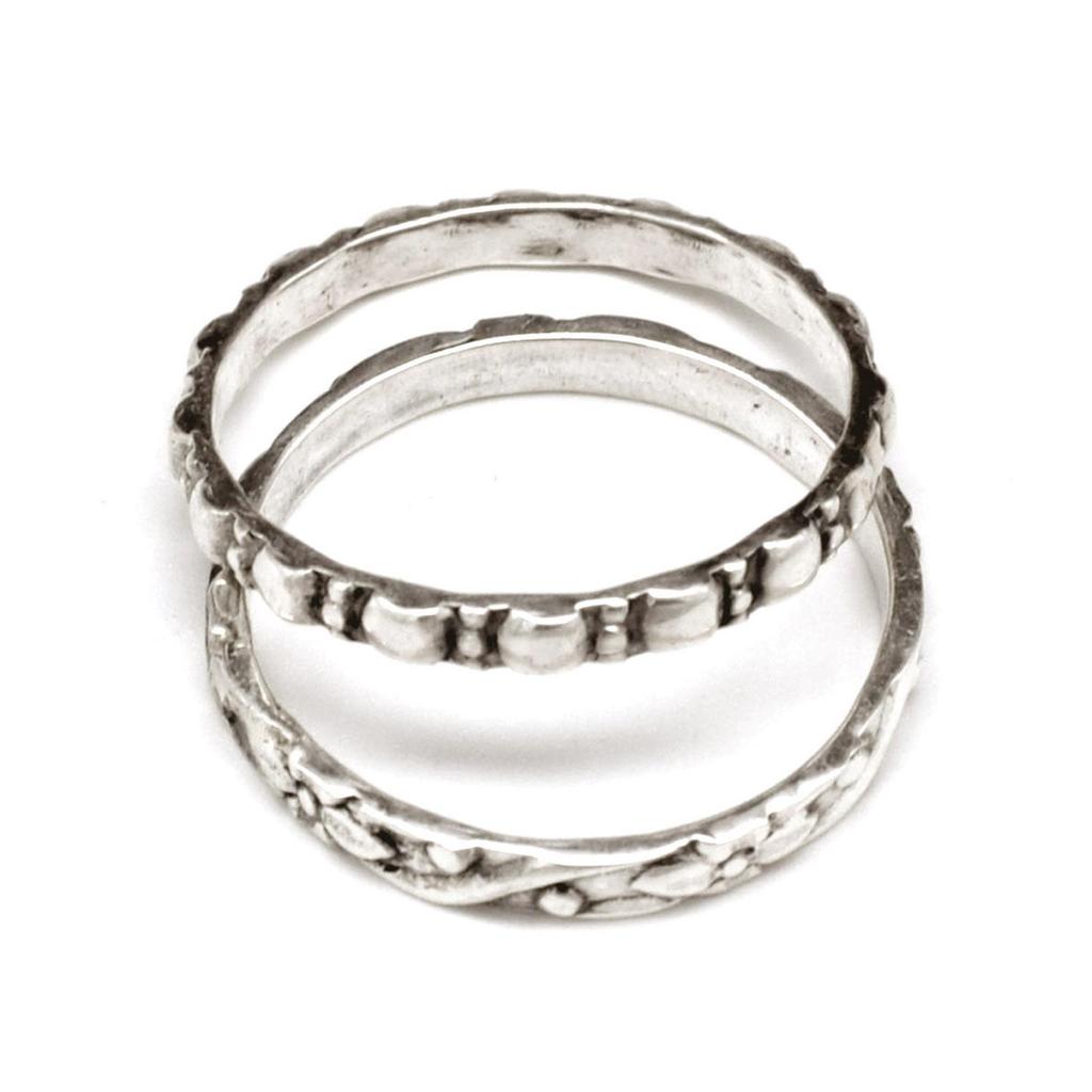 2 Pcs 925 Sterling Silver Ring,  Handmade Band Women Statement Ring