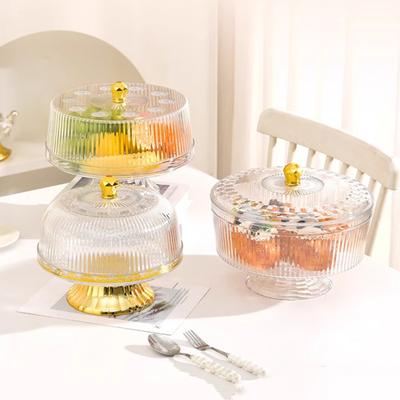 Alzata per Torta in Vetro Stile Vintage con Coperchio a Cupola Visibilità Trasparente a 360 Gradi Piatto per Torte Torte Cupcake Pasticcini Supporto per Frutta
