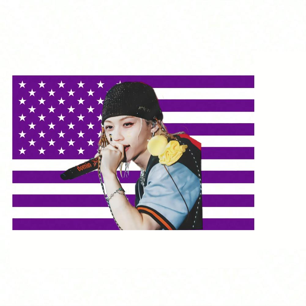 1 Skz Felix Kpop Mexican Flag Pink Star Design Tapestry Wall Hanging Korean Pop Music Fan Birthday Decoration