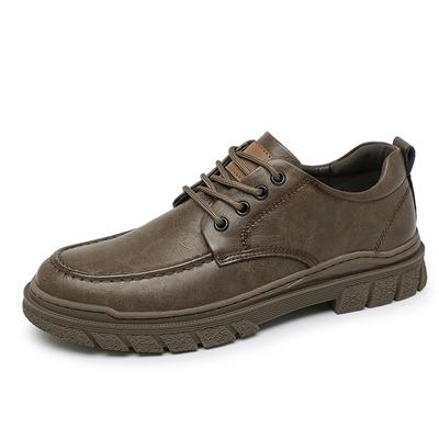 Klassische Retro Herren Echtleder Freizeitschuhe Dickbesohlte Oxford Schuhe Schnürschuhe Herrenschuhe im englischen Stil Outdoor Sportschuhe