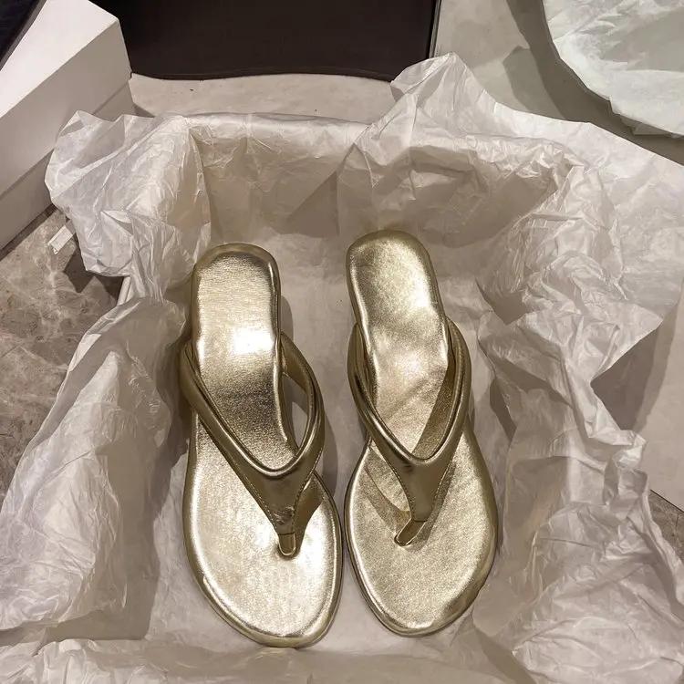 Women's Slippers Flats Shoes Floral Pattern Cutout Toe Post Flip Flops Summer Sandals Low Heels  Beach Luxury  Rhinestones