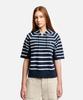 Aigle Women'S French Terry Stripe Short Sleeve Hoodie Sweatshirt Aas26Wswe002Est