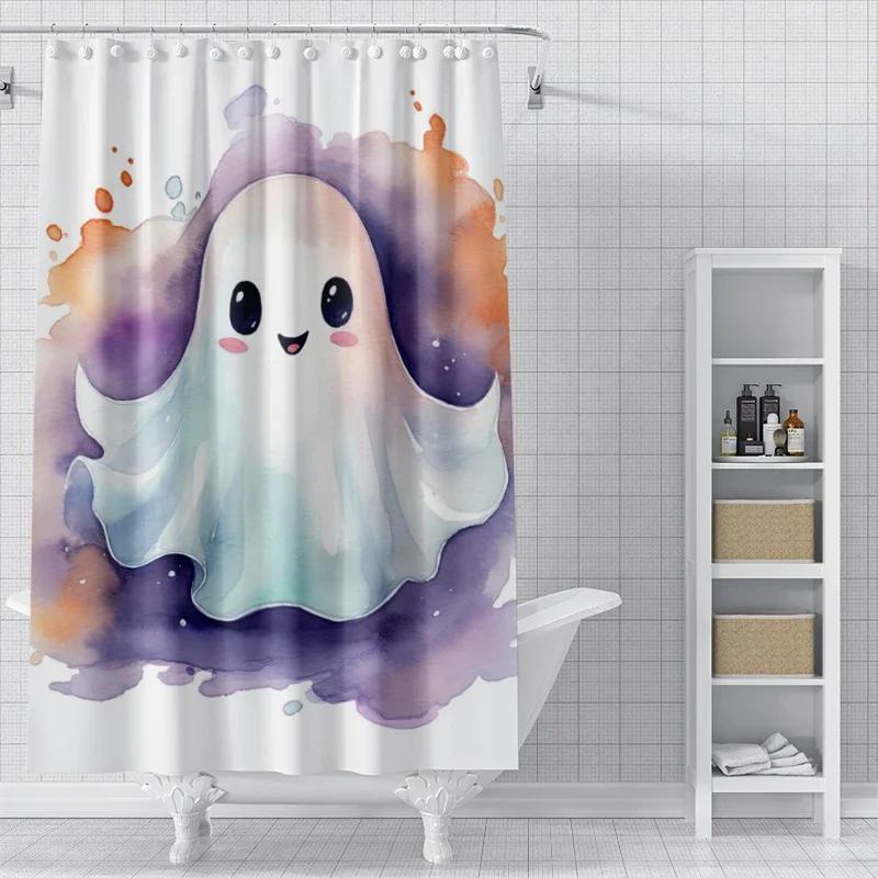 Home Shower Curtains For Bathroom Waterproof Fabric Modern Nordic Style Living Room Curtain Halloween Autumn Pumpkin Decoration