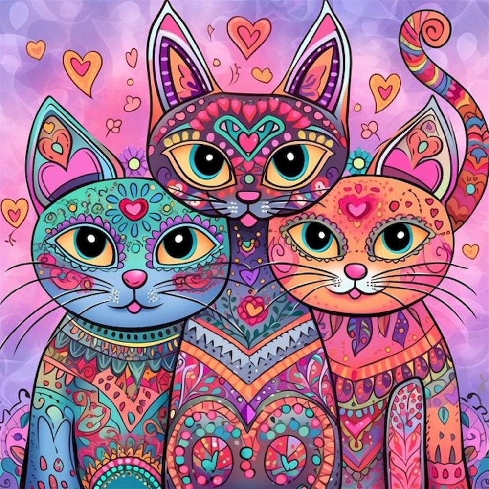 

Повний набір для алмазного живопису, аксесуари, кішки-тварини, стрази, 5D алмазні картини, алмазне мистецтво, дриль, вироби ручної роботи Round 30x30cm