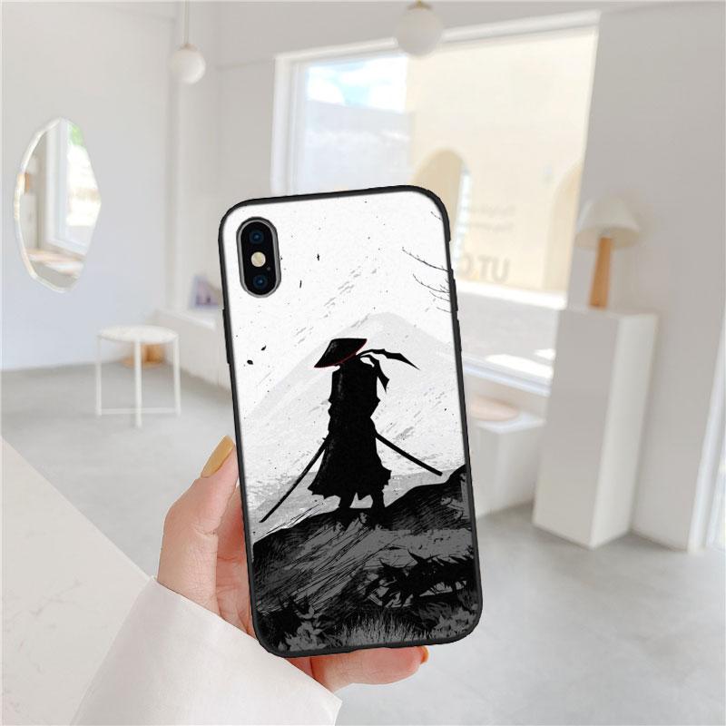 CJ70 Japan Samurai Soft Shell Phone Case for iPhone 16 15 14 13 12 Pro Max Plus Mini