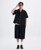 TAKEASY Crinkle Open Collar Half Shirt (Black)