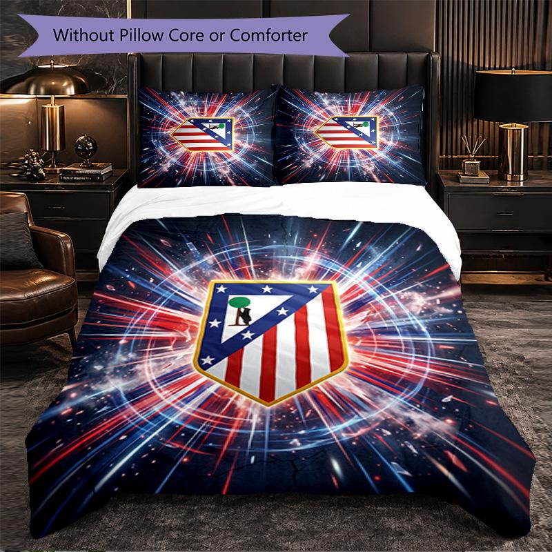 Set Lenzuola Atletico Madrid Modello 3 Pezzi Morbida Copripiumino in Microfibra con Federe per Camera da Letto