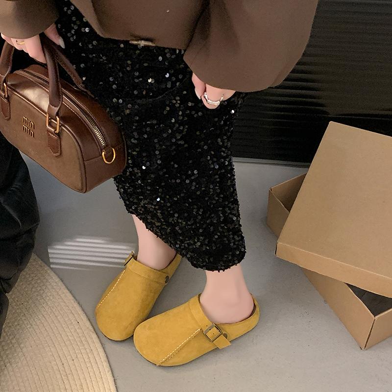 

Новые модные женские замшевые тапочки-мюли сандалии с пробковой стелькой для пляжа на открытом воздухе мягкие в разных цветах 40