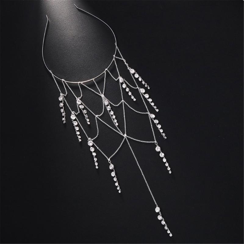 Tassels Headdress for Women Crystal Bohemian Tiaras Wedding Party Accessories Flapper Flapper Roleplaying Hair Jewelry
