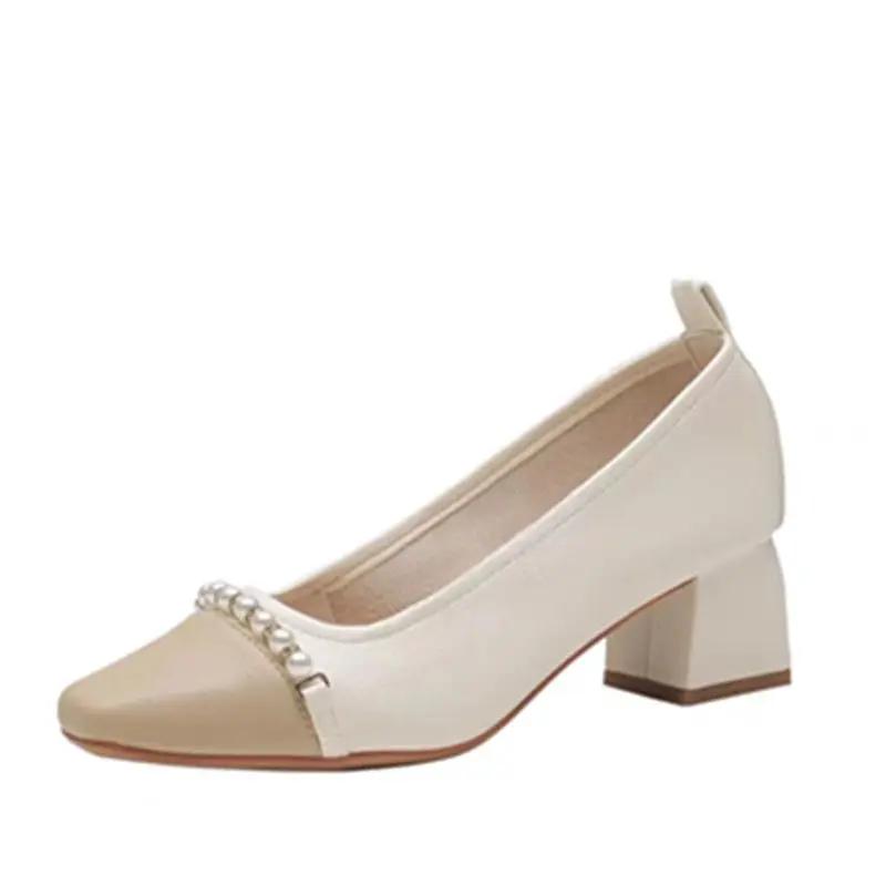 Square Heels Women's Summer Footwear Shoes For Woman With Medium Moccasins Stylish Offer Y2k Shoe High Quality Social