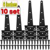 3/4/6 Inch Black T-Strap Hinges Rustic Gate Strap Hinge Rustproof Gate Door Black Hinges for Windows, Fence and Barn Gates