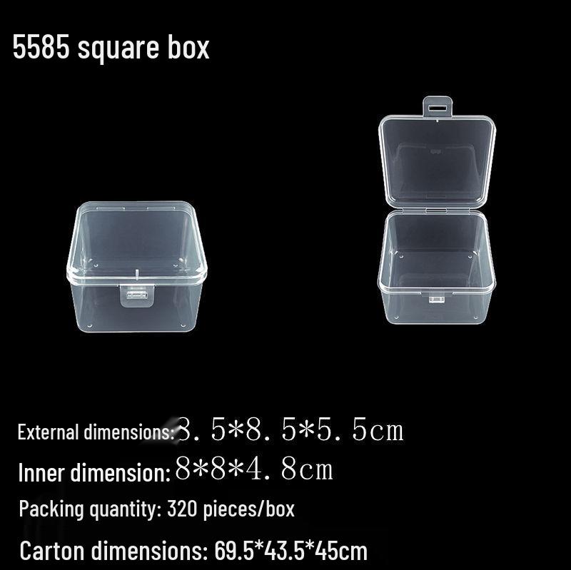 Square Transparent PP Plastic Storage Box for Electronics and Earbuds
