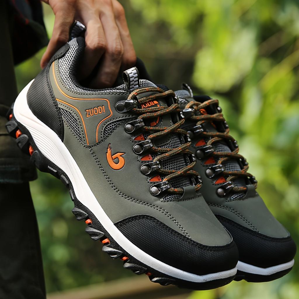 Four Season Men's Contrasting Low Top Single Shoes, Fashionable Plus Size Wear-resistant Anti Slip Casual Sports Hiking Shoes