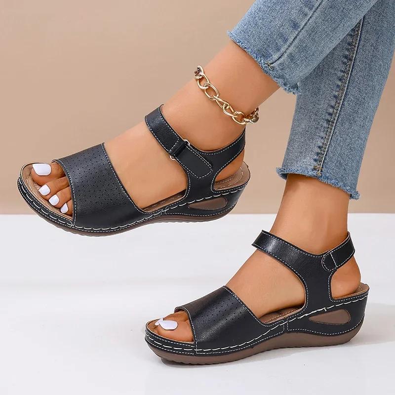 Sandales à Semelles Épaisses pour Femmes 2025 Été Sandales Compensées Blanches Chaussures pour Femmes Sandales à Plateforme Légères Femme Chaussures de Plage Antidérapantes