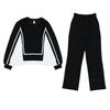 Casual Fashion Suit Plus Size Women's Contrast Color Round Neck Sweater Wide-leg Pants Two-piece Women