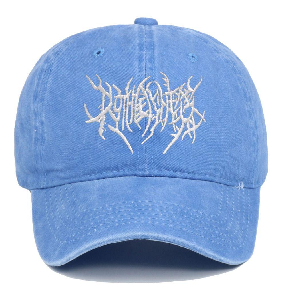 Daszki Haftowane Czapki Baseballowe Regulowane Hip-hopowe Zniszczone Wyblakłe Czapki Gotyckie Street Punk Prane Czapki Baseballowe