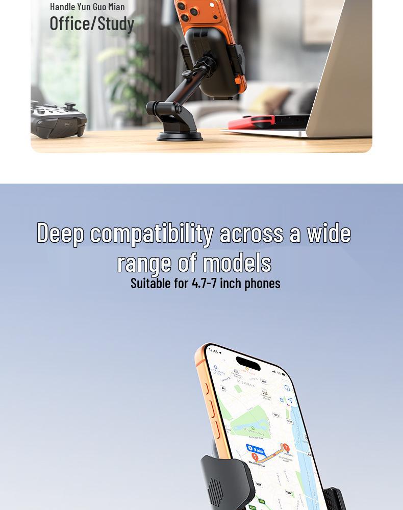 Universal Car Phone Holder with Suction Cup - Compatible with Dashboard, Glass, and Console for Telescopic Navigation.