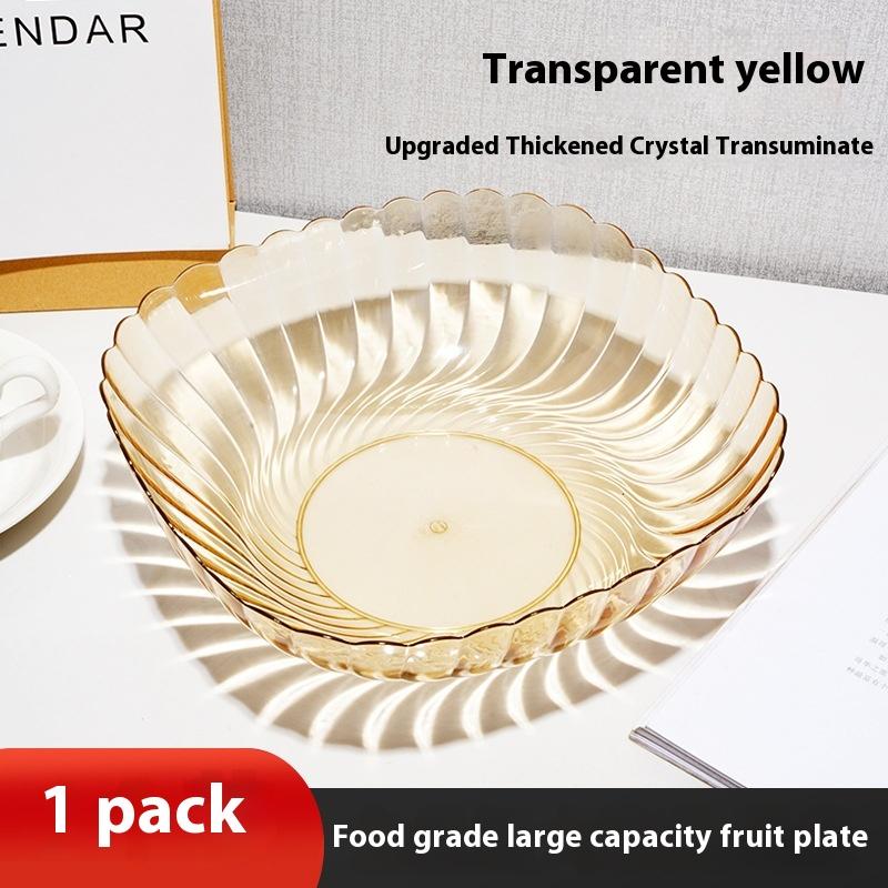 

Прозора фруктова тарілка в стилі легкої розкоші для журнального столика у вітальні, ідеальна для закусок і десертів жовтий