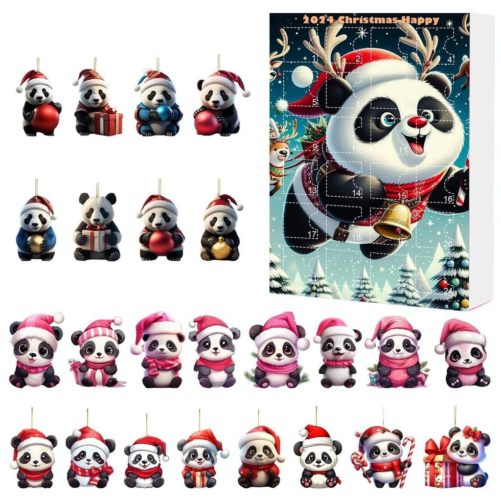 

Christmas Advent Calendar Blind Box Featuring Cute Panda Acrylic Charm For Festive Decor Style D