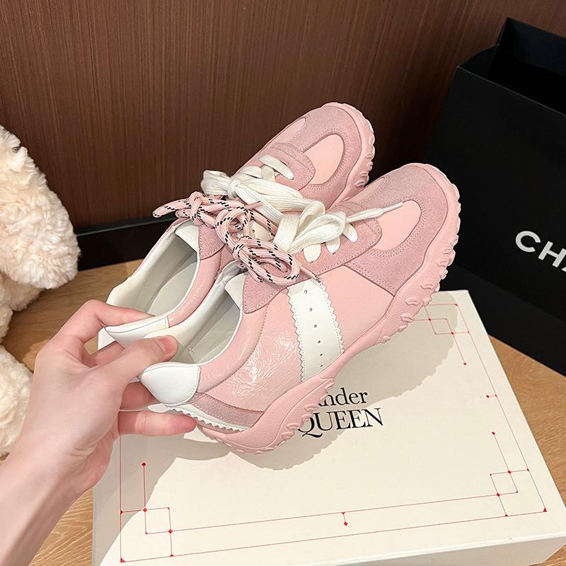 Cowhide~ Invisible inner height increase, German training women's shoes, platform leather women's single shoes, sports and leisure versatile Forrest G