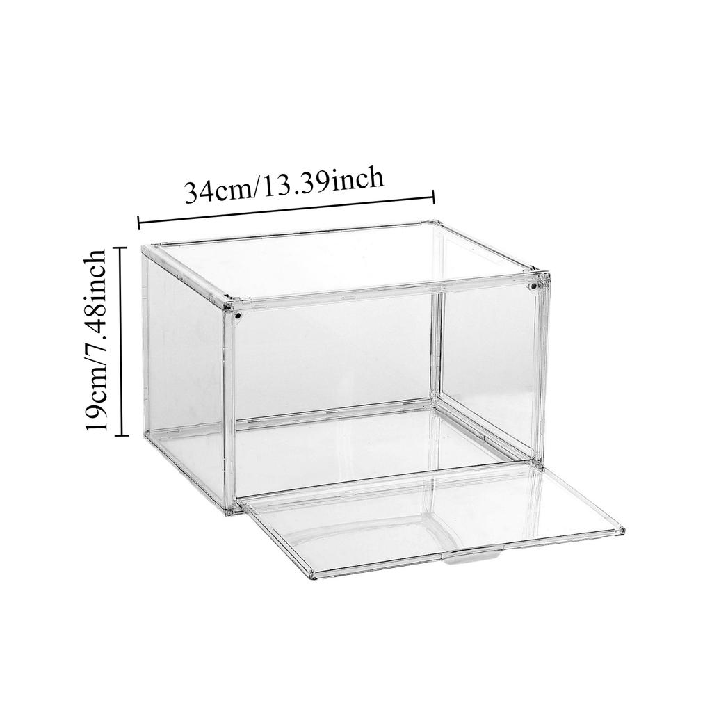Transparent acrylic shoe box with lid, magnetic suction side opening door, shoe storage box