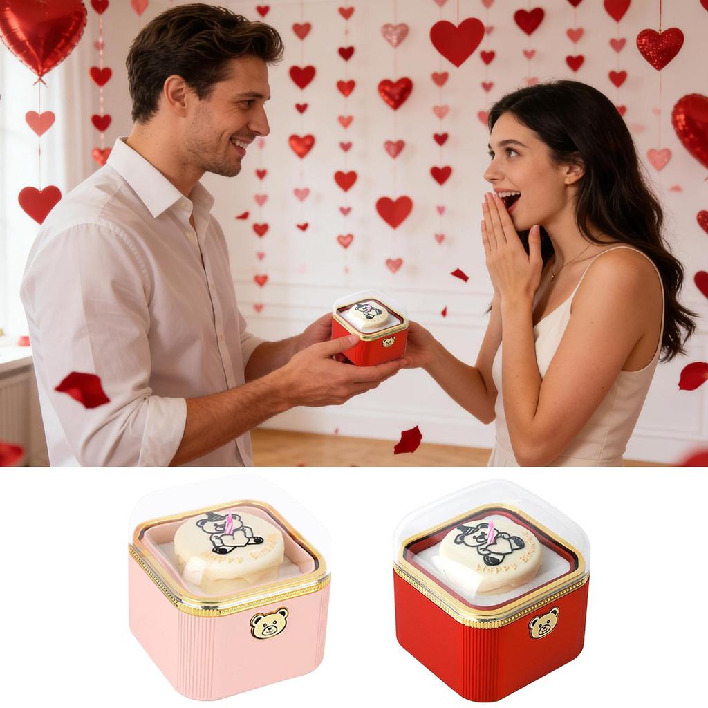 Bear Ring Box Cake Bear Cake Valentine's Day Supplies Reversible Ring Case For Wedding Valentine's Day Engagement Birthday Party