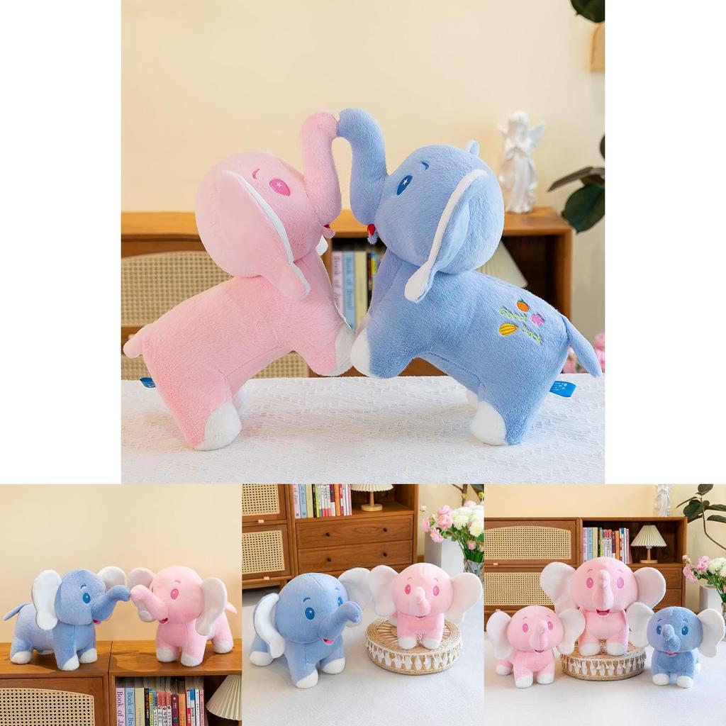 Adorable Lucky Plush Elephant Doll In Soft Blue And Pink Colors Perfect For Kids And Birthday Gifts
