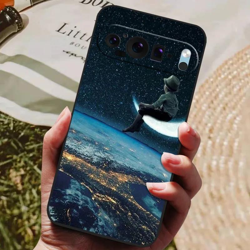 For Google Pixel 9 Pro XL Case Cool Painted Silicone TPU Soft Cover for Googe Pixel 9 9 Pro 8A Cases Black Protective Shells