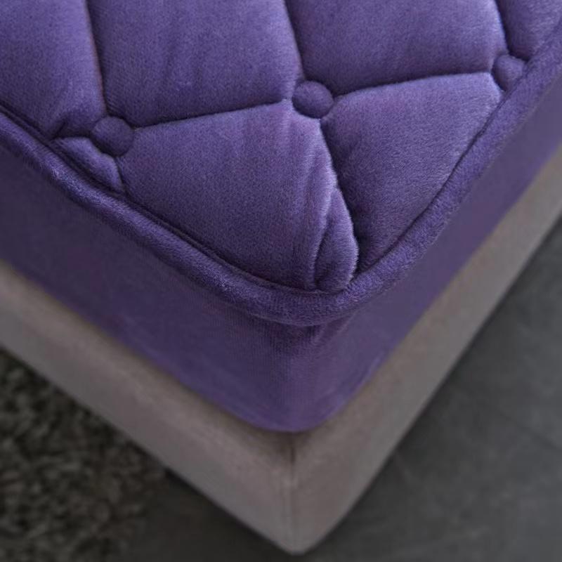 Super Soft Velvet Quilted Mattress Cover Warm Coral Fleece Customized Size Bed Pad Protector Cover Not Included Pillowcase