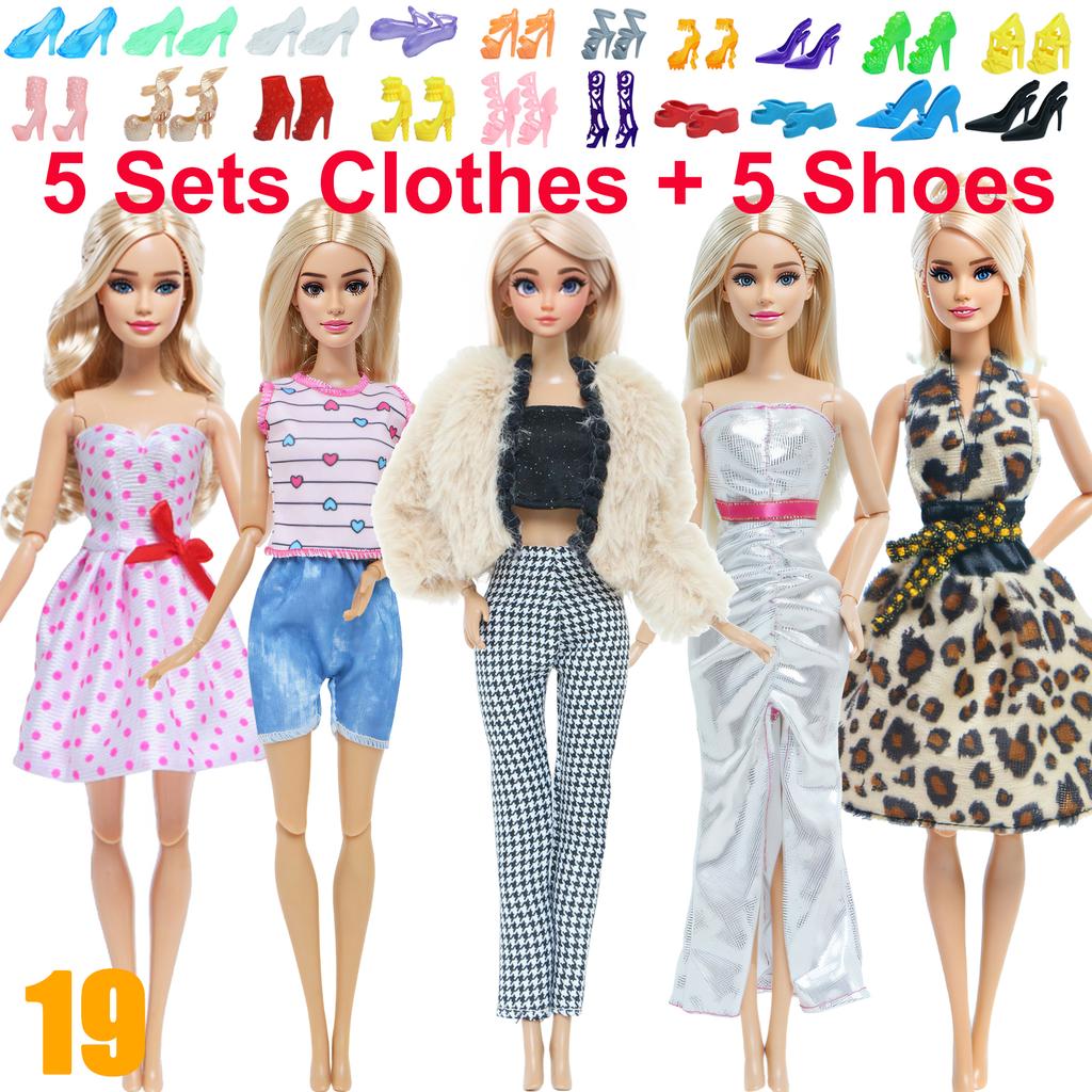 10 Stück/Set Mode-Outfits Ba Puppe Bie Hemd Hose Kleid Schuhe 11,5 Zoll Puppenkleidung Puppenhaus 11,8" 30cm 1/6 Puppenzubehör