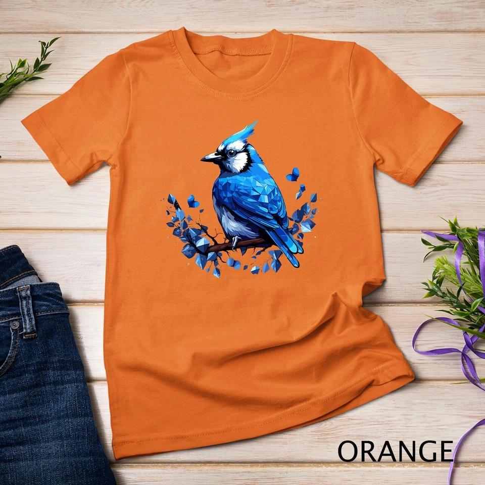 Blue Jay Geometric Patten Art,Cute Blue Jay Bird Lover Tee Unisex T-shirt 8 4XL