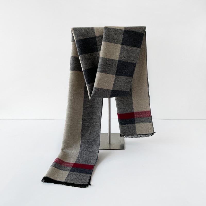 Men's Thermal Scarf Autumn and Winter Thickened Wool Scarf Simple Trend Plaid Imitation Cashmere Shawl