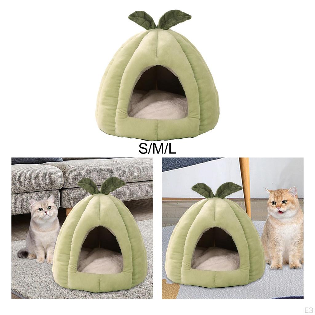 Cat Bed for Indoor Cats, Cute Pumpkin Cave House Tent Kitty Washable Nest