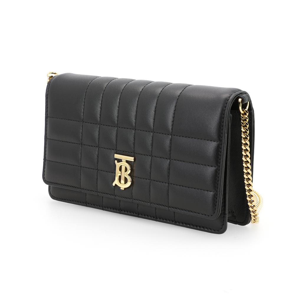 Burberry Lola Bag With Metal Logo Magnetic Closure Chain Quilted Lambskin Leather Shoulder Crossbody Bag Women Bags Black 80661761