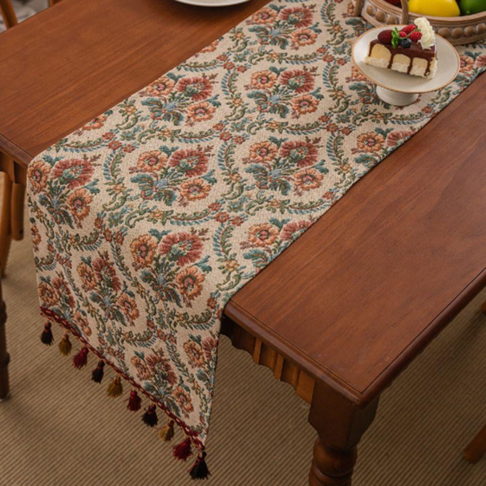 Thickened Tablecloth Vintage Table Cover Elegant Jacquard Table Runner  Banquet